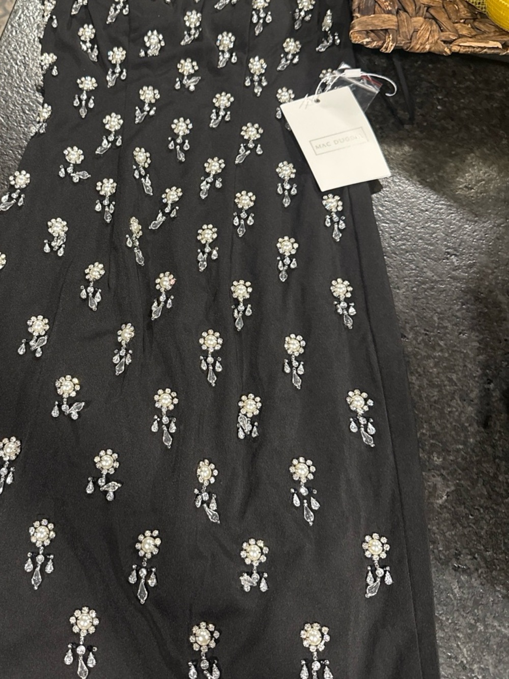 Mac Duggal Black Midi Sheath Dress with Crystal Motifs - Picture 5 of 5
